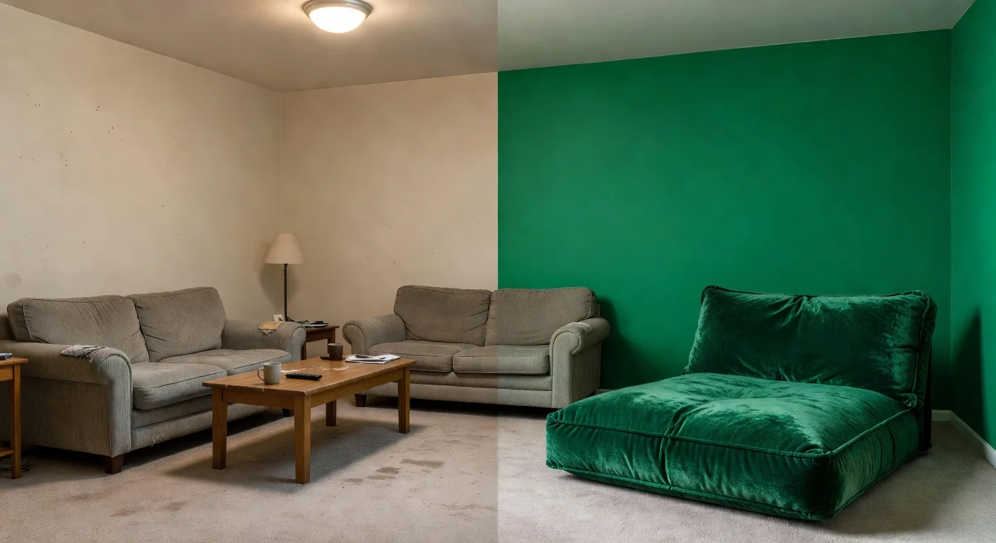 AI generated accent decor concept compared to an empty room.