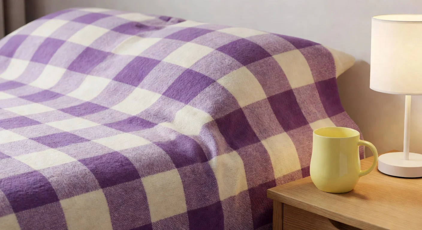 Lilac checkerboard textiles are a staple of Danish pastel interior decorating.