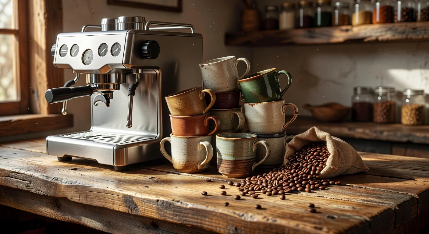A dedicated morning coffee station serving as functional kitchen decor.